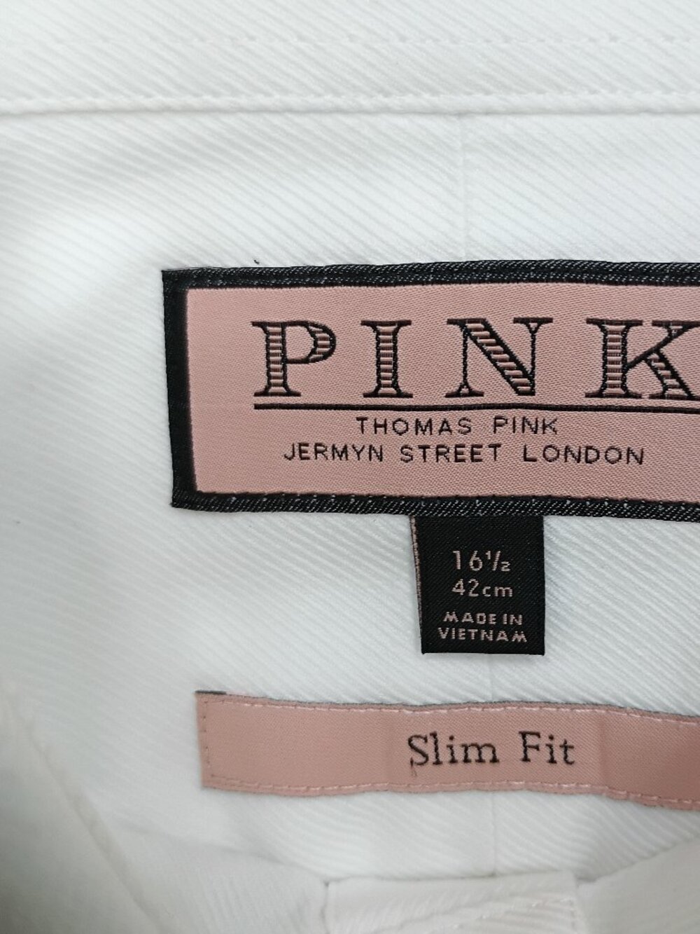 Thomas Pink Slim Fit White Dress Shirt 16.5 42 French Cuff Luxury Business - Picture 3 of 9